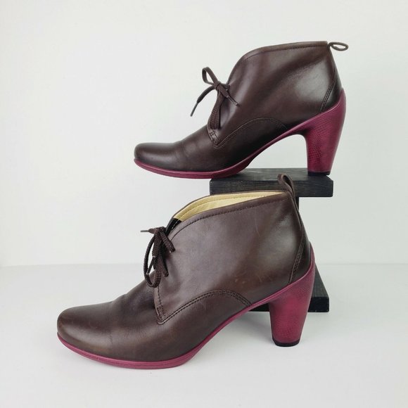 ECCO Sculptured 65' Women's Booties Brown Leather Lace Up Ankle Boot Sz 9-9.5 - Picture 3 of 8